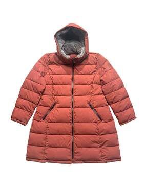 Andrew Marc Women's Long Stretch Puffer Coat Hooded Terra Rose Size XXL